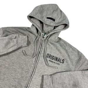 Brooklyn Cloth Originals Mens Hoodie Gray Full Zip Graphic Fleece Small S